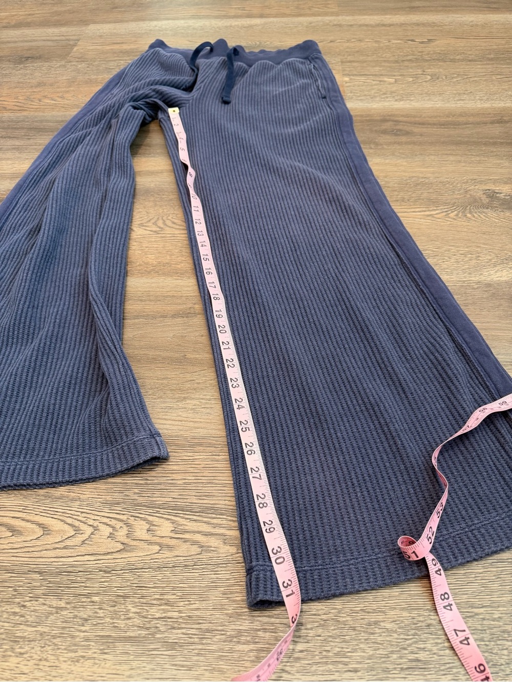 Aerie Essential Waffle Trouser Navy Blue Wide Leg Lounge Pants Size Medium - Picture 9 of 9
